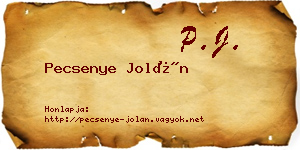 Pecsenye Jolán névjegykártya