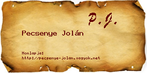 Pecsenye Jolán névjegykártya